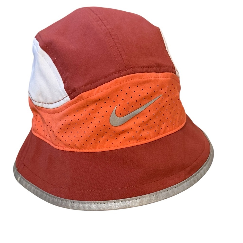 Nike Dri-FIT Perforated Reflective Bucket Hat Unisex Orange Crimson M/L - Picture 3 of 13